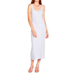 En Saison Ribbed Knit Sleeveless Midi Dress Medium Gray Minimalist Quiet Luxury